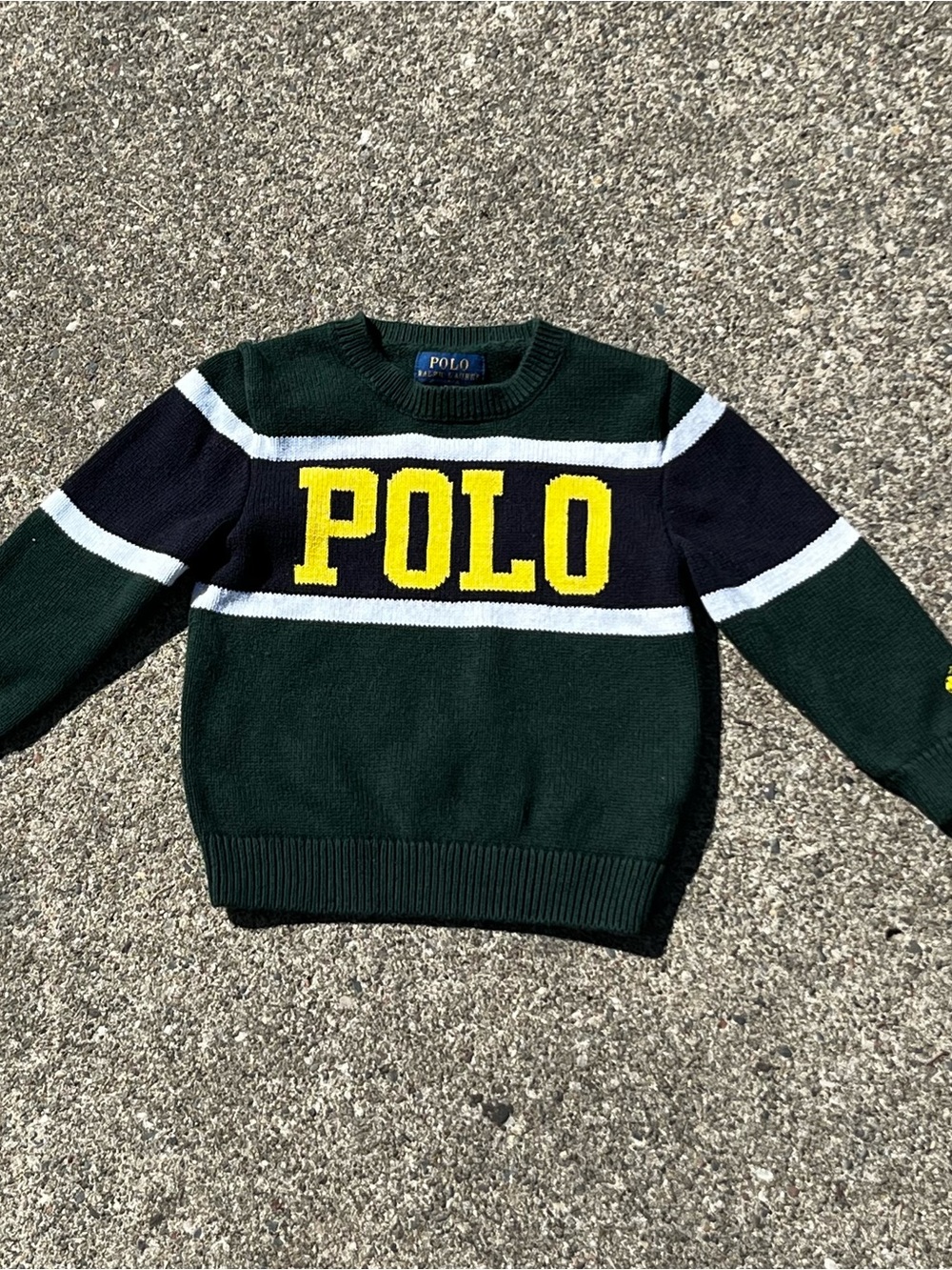 Polo by Ralph Lauren Forest Green Crewneck Sweater with Yellow Logo(only worn 1)